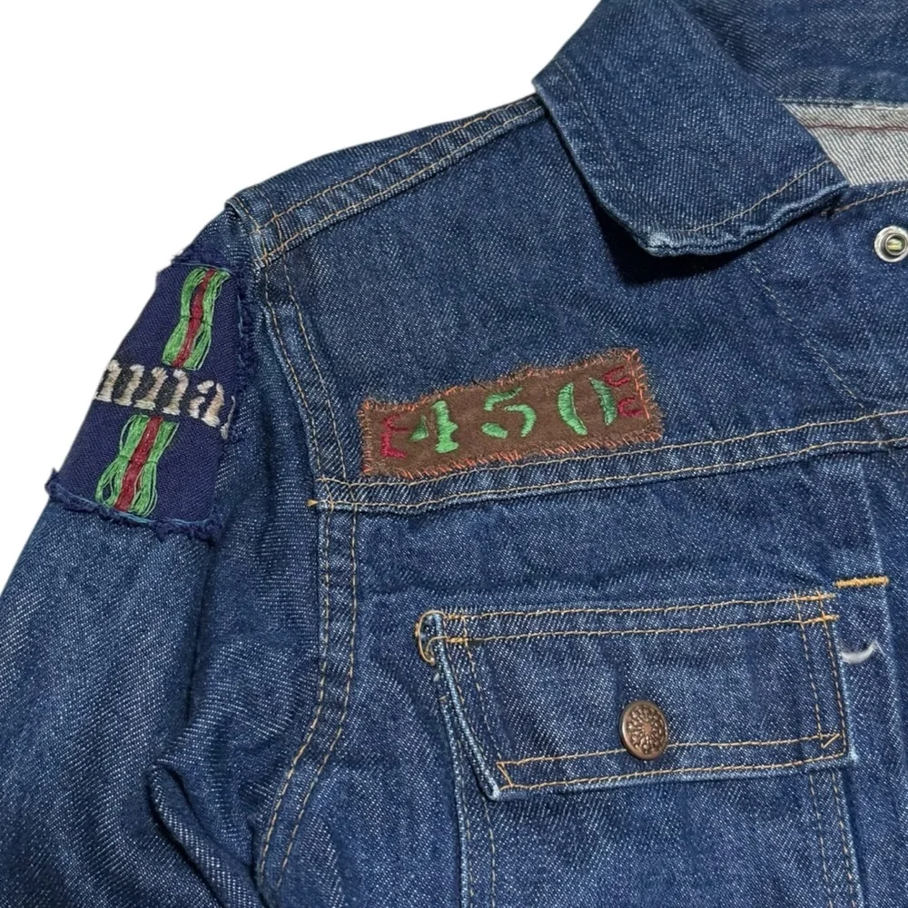 Vintage 1960s Gauchos Patches Embroidered Cars Racing Denim Jacket Youth‎ Medium